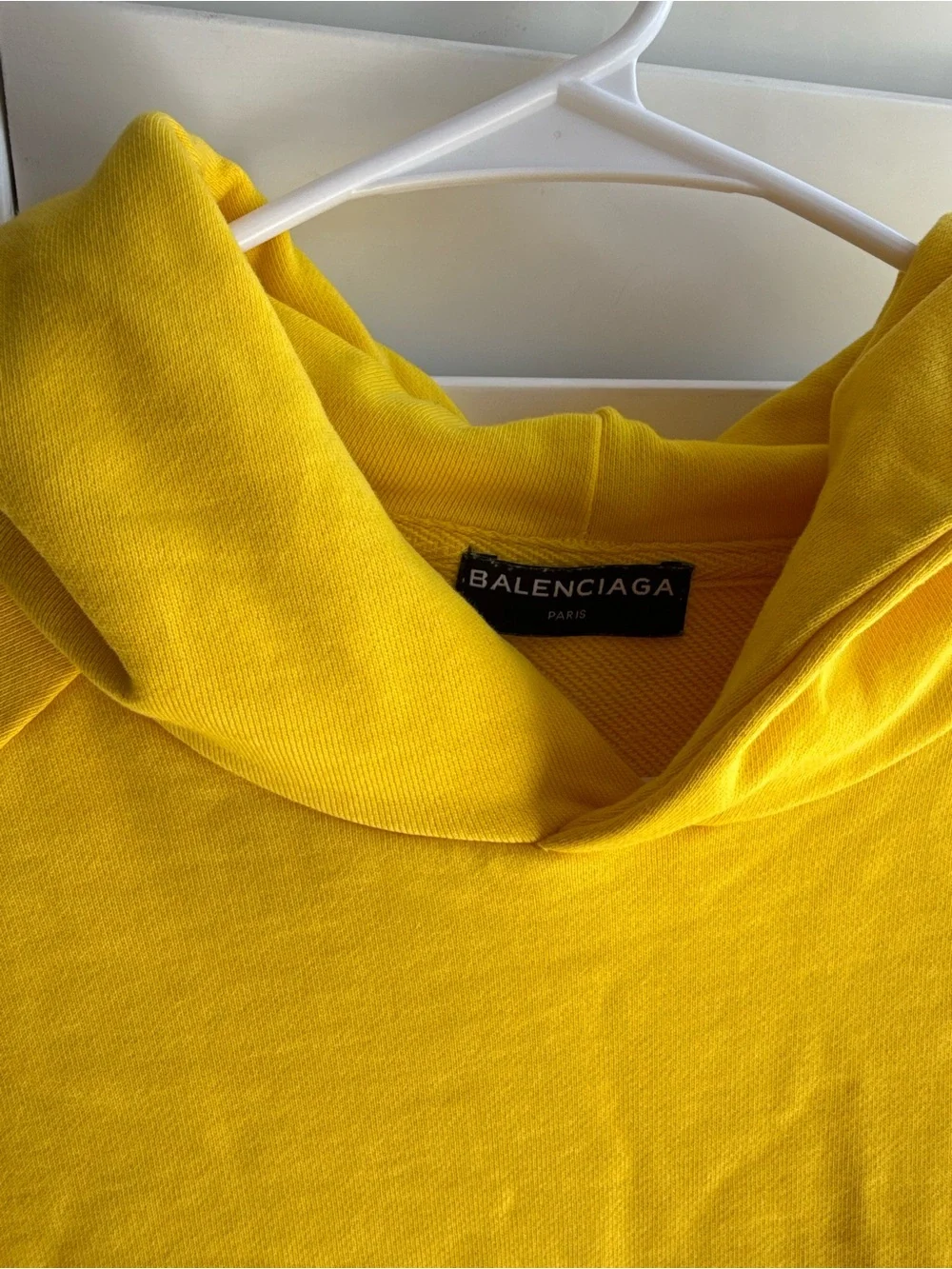 Balenciaga Men’s Yellow Crewneck Hoodie With 'The Power of Dreams' Logo